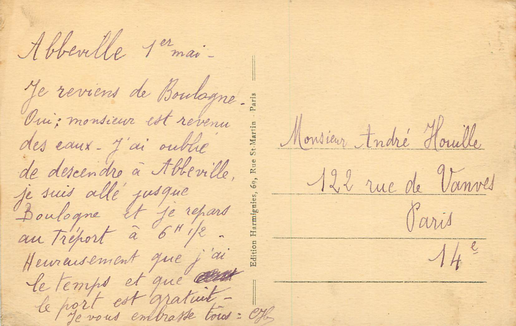 CPA Abbeville St Vulfran Tour du Veilleur — Rückseite