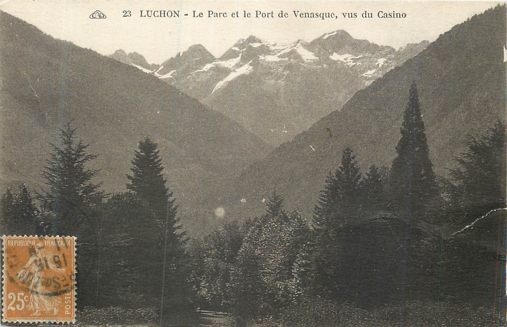 CPA Luchon le Parc et le Port de Venasque vue du Casino