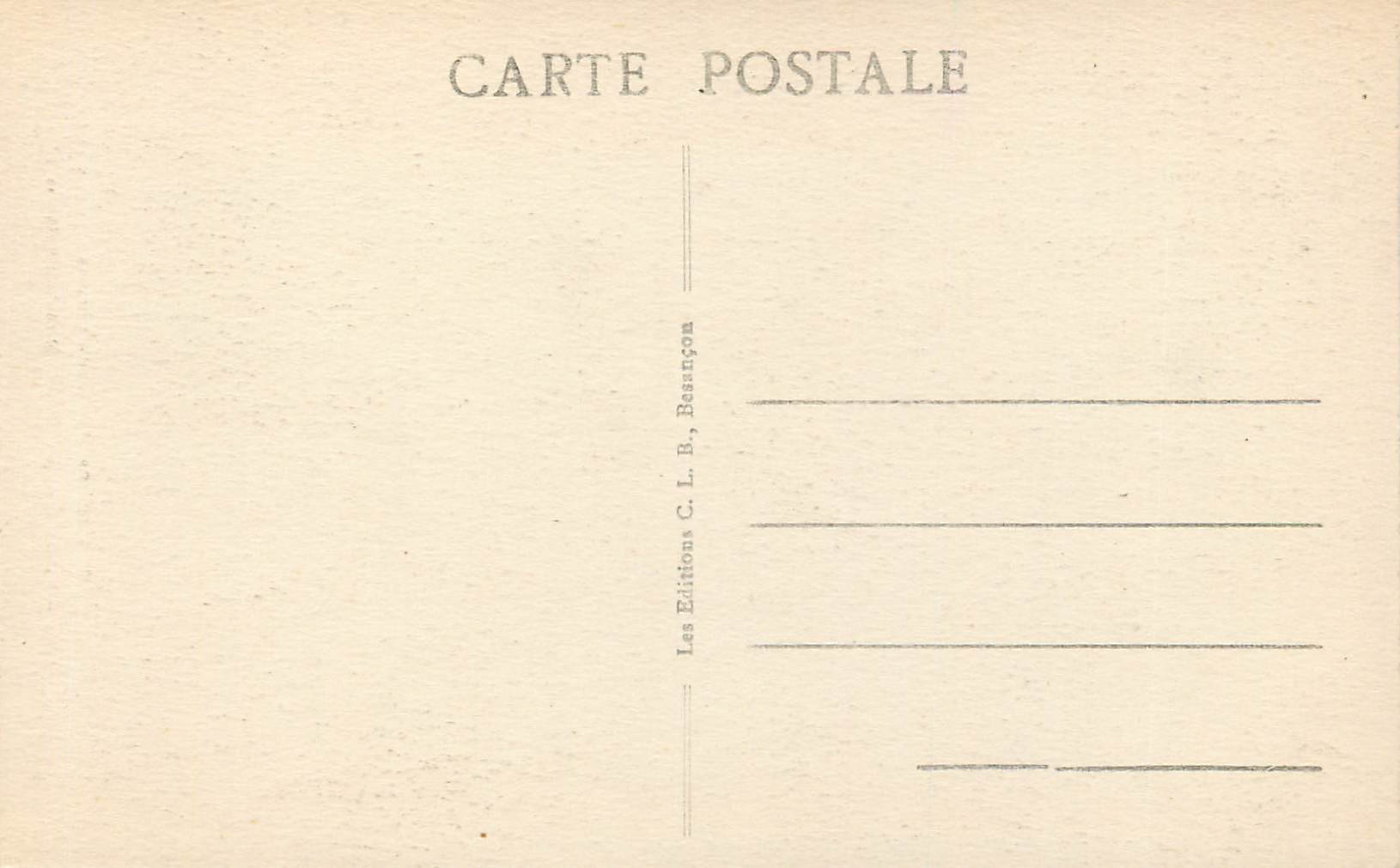 Saut du Doubs — Frontière France-Suisse (hauteur 27 m) — Éditions C. L. B. Besançon, n° 910 — Verso