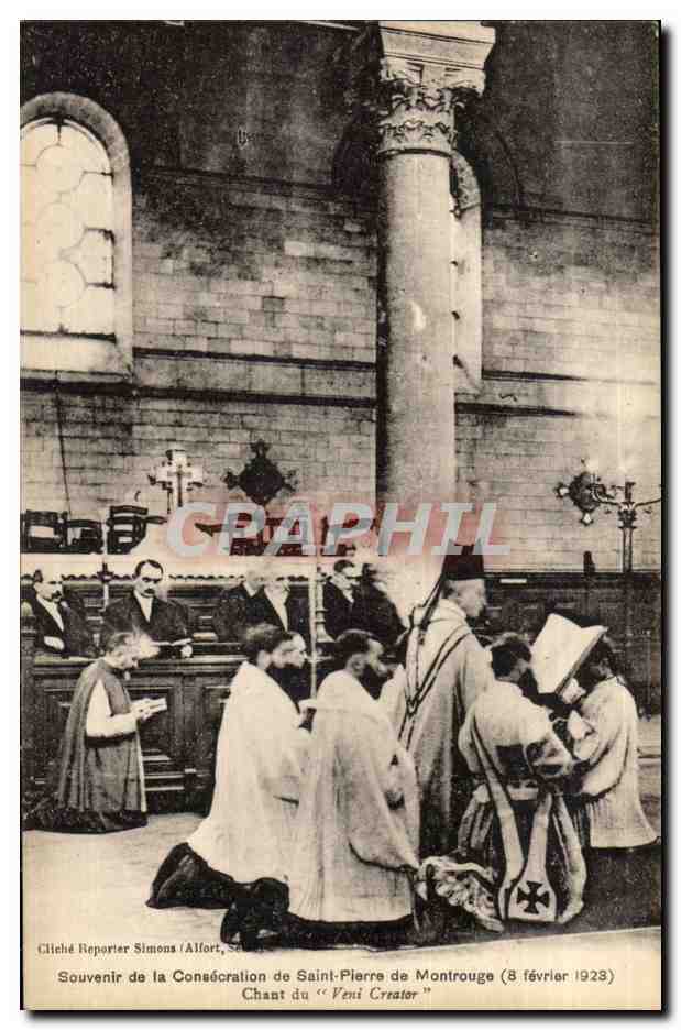 Paris(14 )Consecretion 8 fev 1928-Chant du 'Veni Creator' -L'Eglise St-Pierre de Montrouge-- CPA