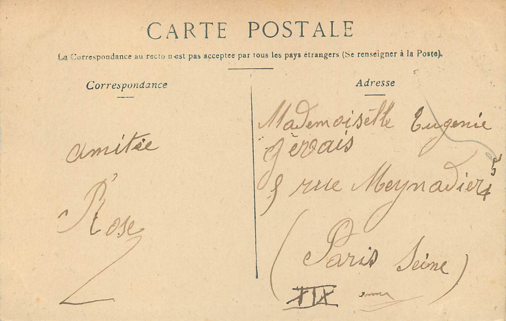 CPA Lyon Pont d'Ainay et le Coteau de Foubvieres — Verso