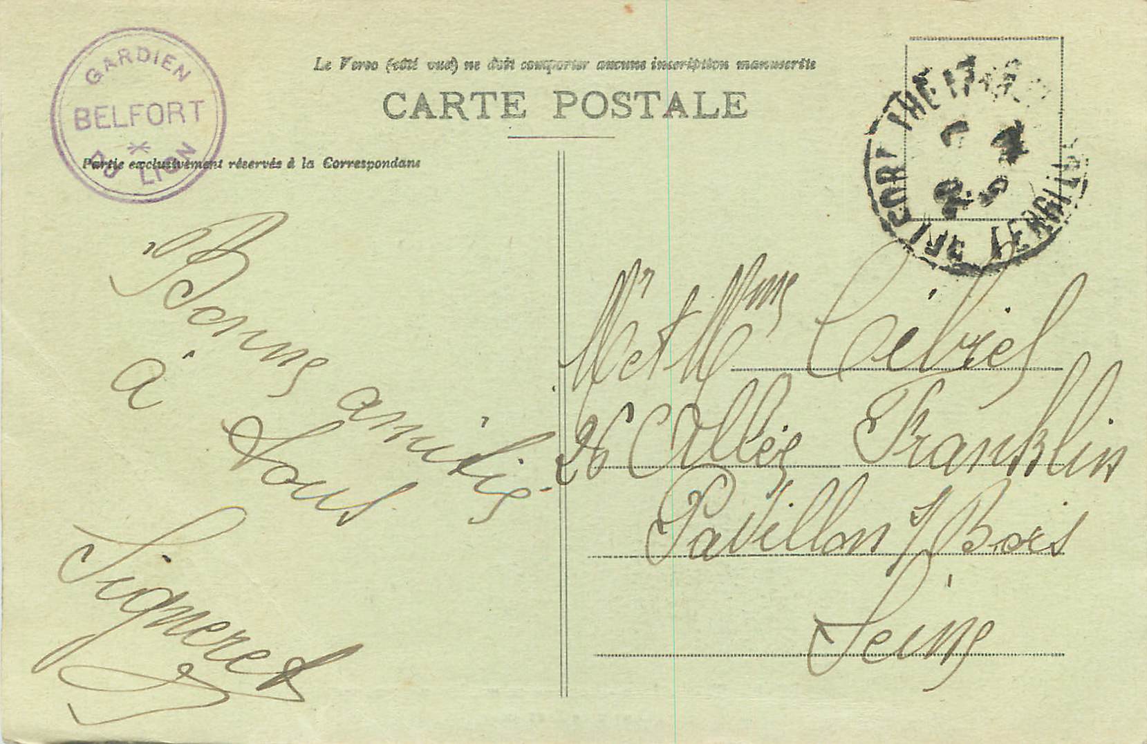 CPA Belfort Le Lion Hauteur 12 m Longueur 22 m (Oeuvre de Baetholdi) — Rückseite