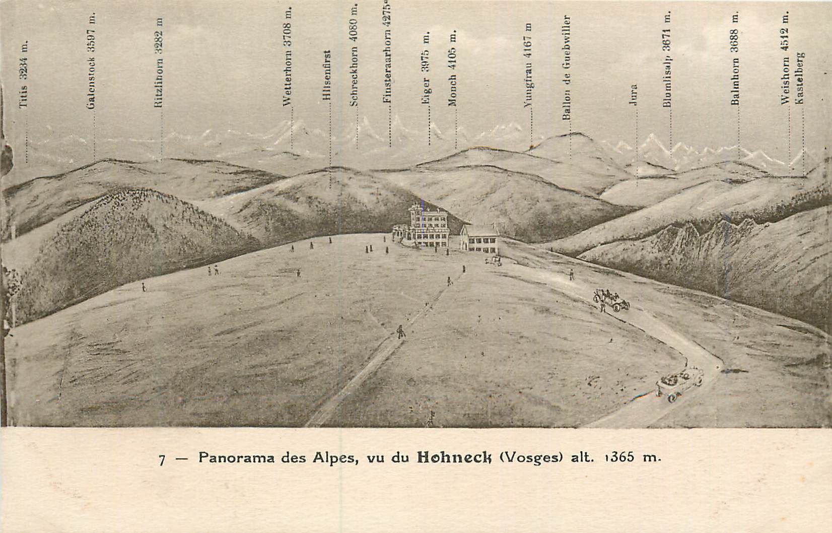 CPA Panorama des Alpes vu du Hohneck (Vosges) Alt 1365 m