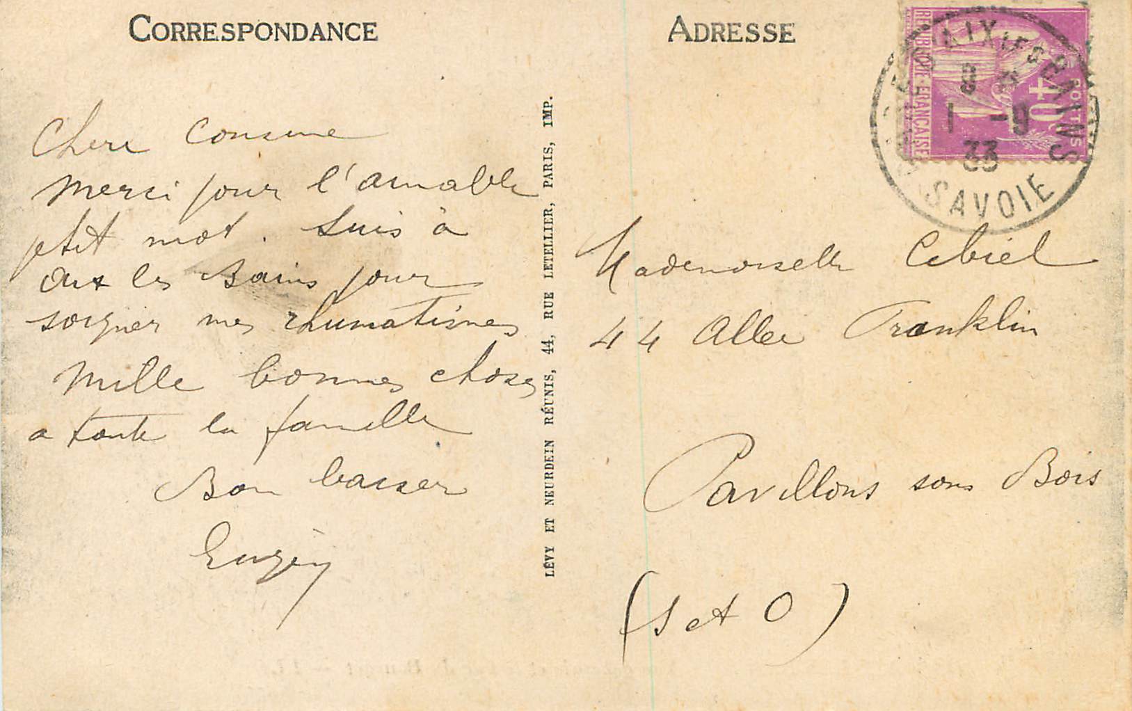 CPA Aix les Bains Vue Generale et Le Lac du Bourget LL — Verso