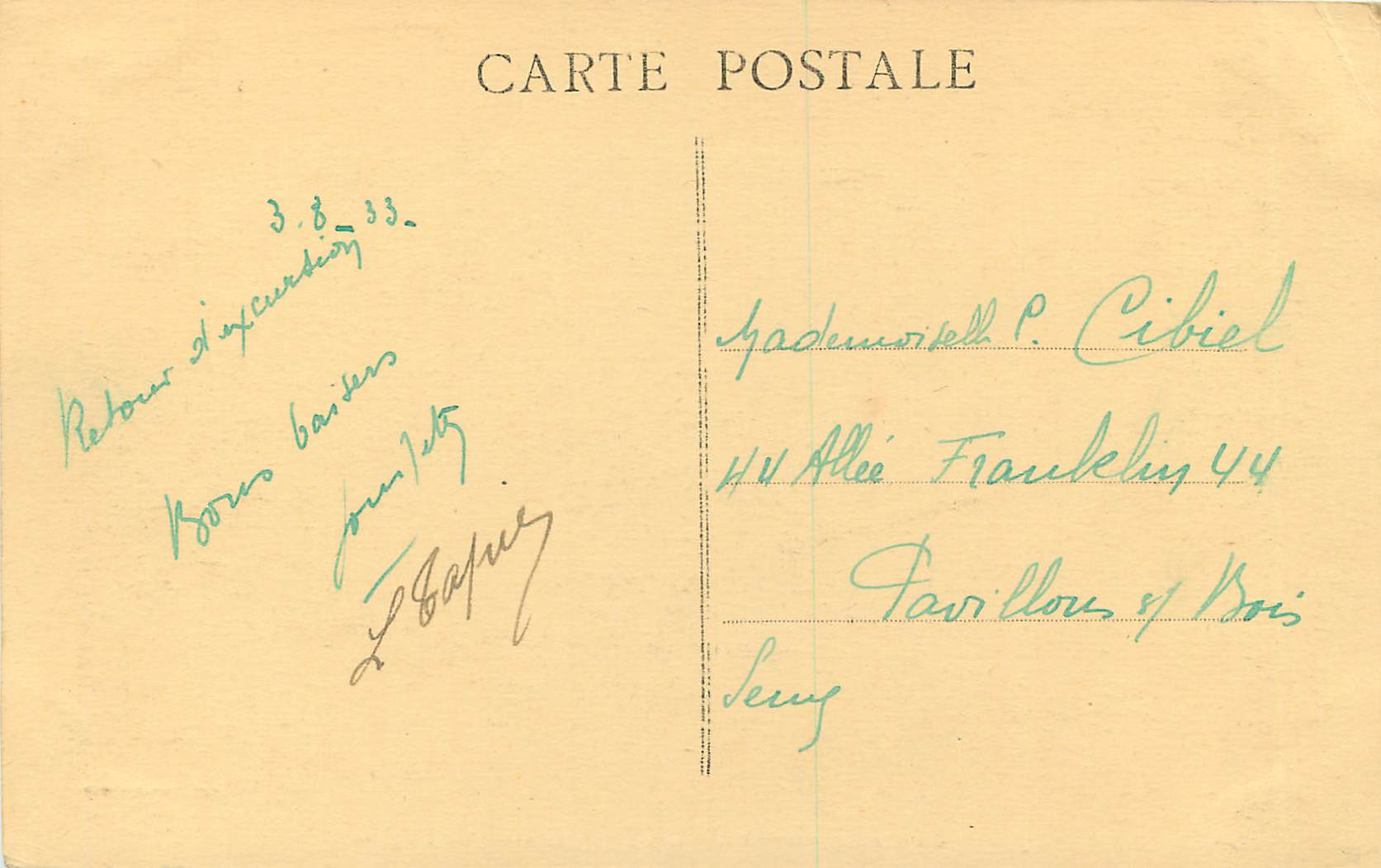 CPA St Pere Sous Vezelay Portail de l'Eglise — Rückseite