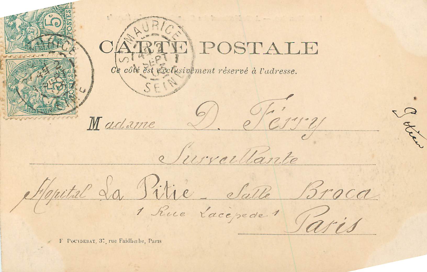 CPA St Maurice Asile National La Facade — Rückseite
