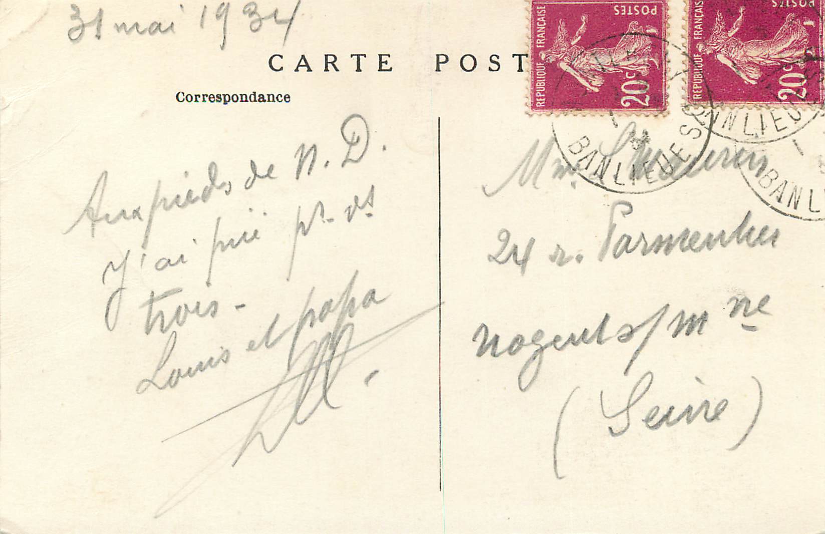 CPA Notre Dame de Bonne Garde Veneree au Sanctuaire de Longpont (S et O) Tiree d'une des Fresques de la Basilique — Verso