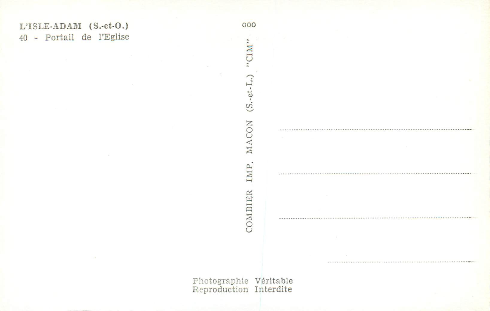 CPM L'Isle Adam(S et O) Portail de l'Eglise — Back