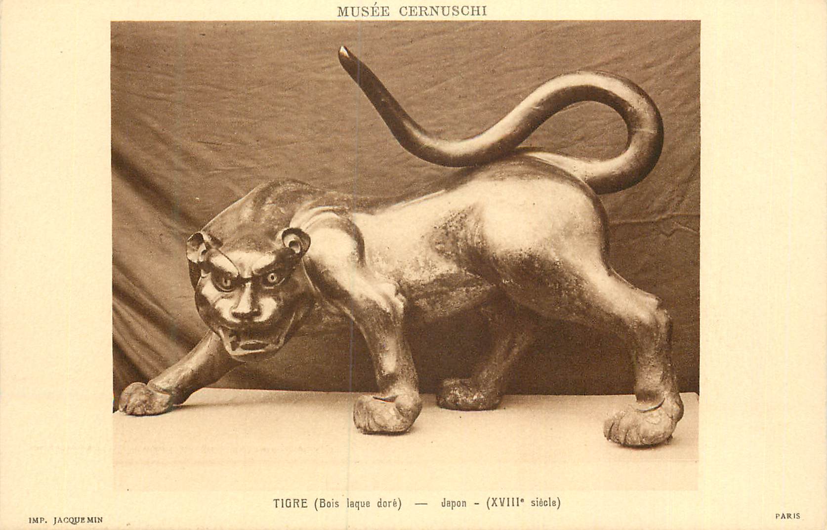 CPA Musee Cernuschi Tigre (Bois Laque) dore Japon (XVIIIe Siecle)