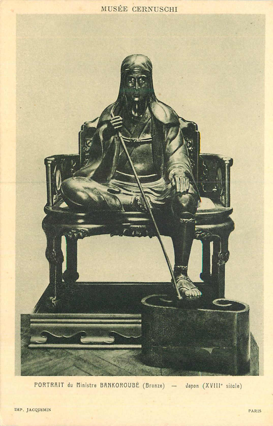 CPA Musee Cernuschi Portrait du Ministre Bankoroube (Bronze) Japon (XVIIIe Siecle)