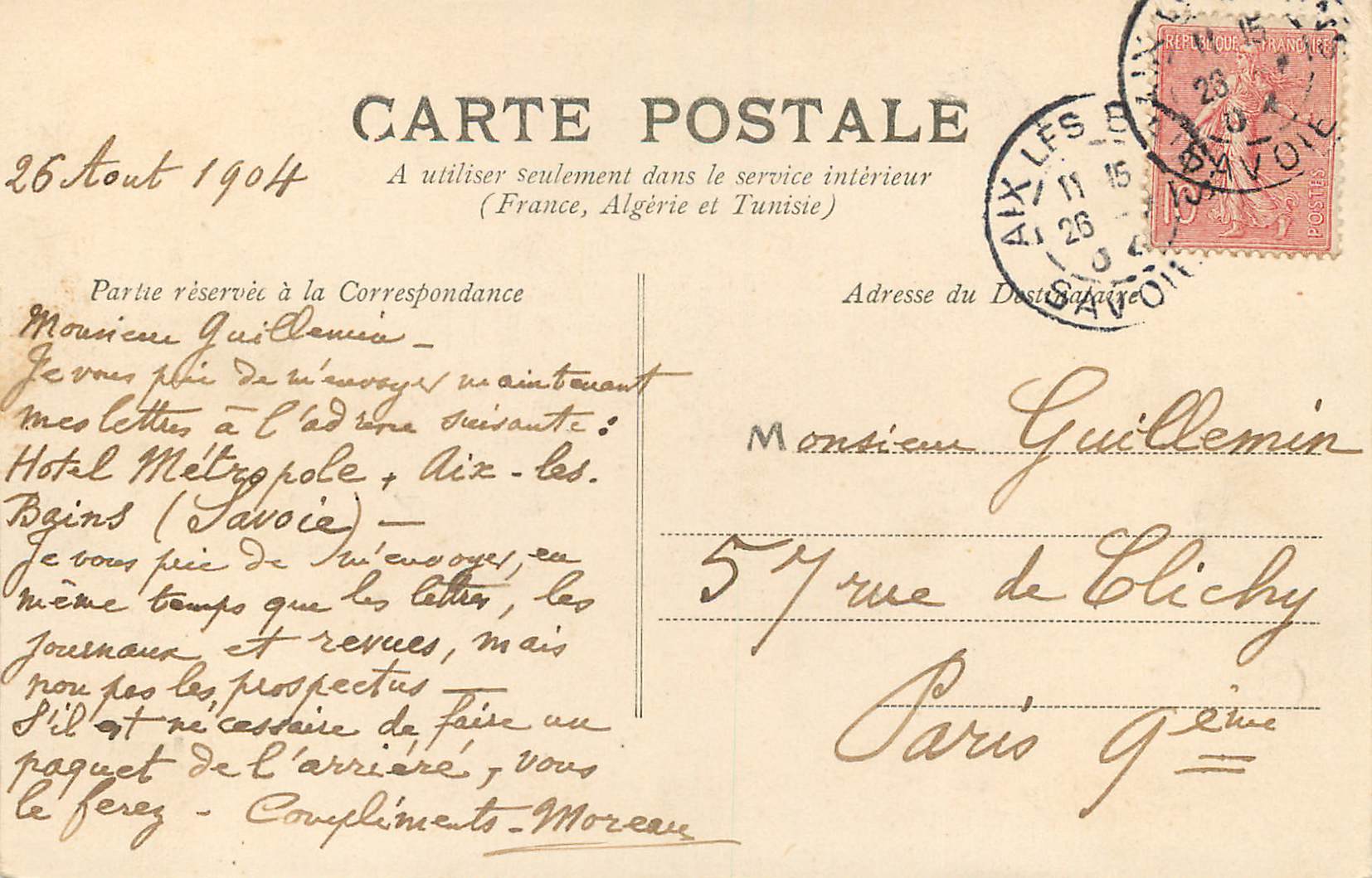 CPA Aix les Bains Partie Nord du Lac du Bourget Vue du Grand Port — Rückseite
