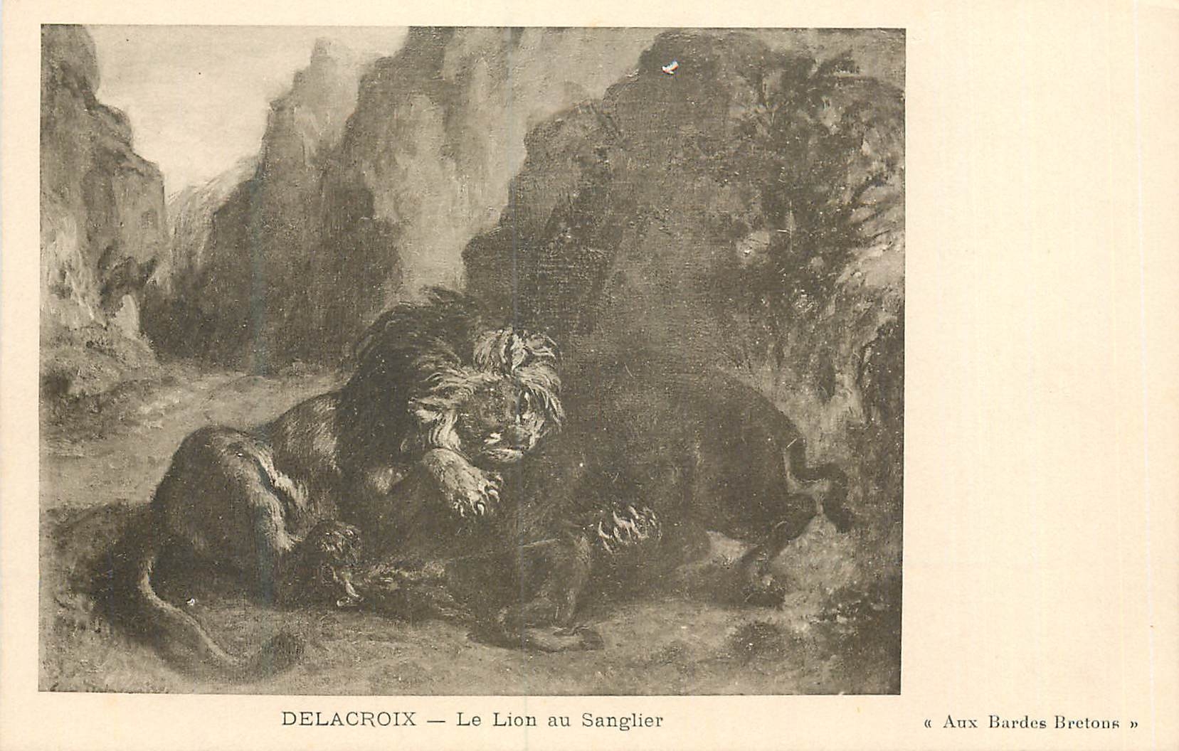 CPA Delacroix Le Lion au Sanglier