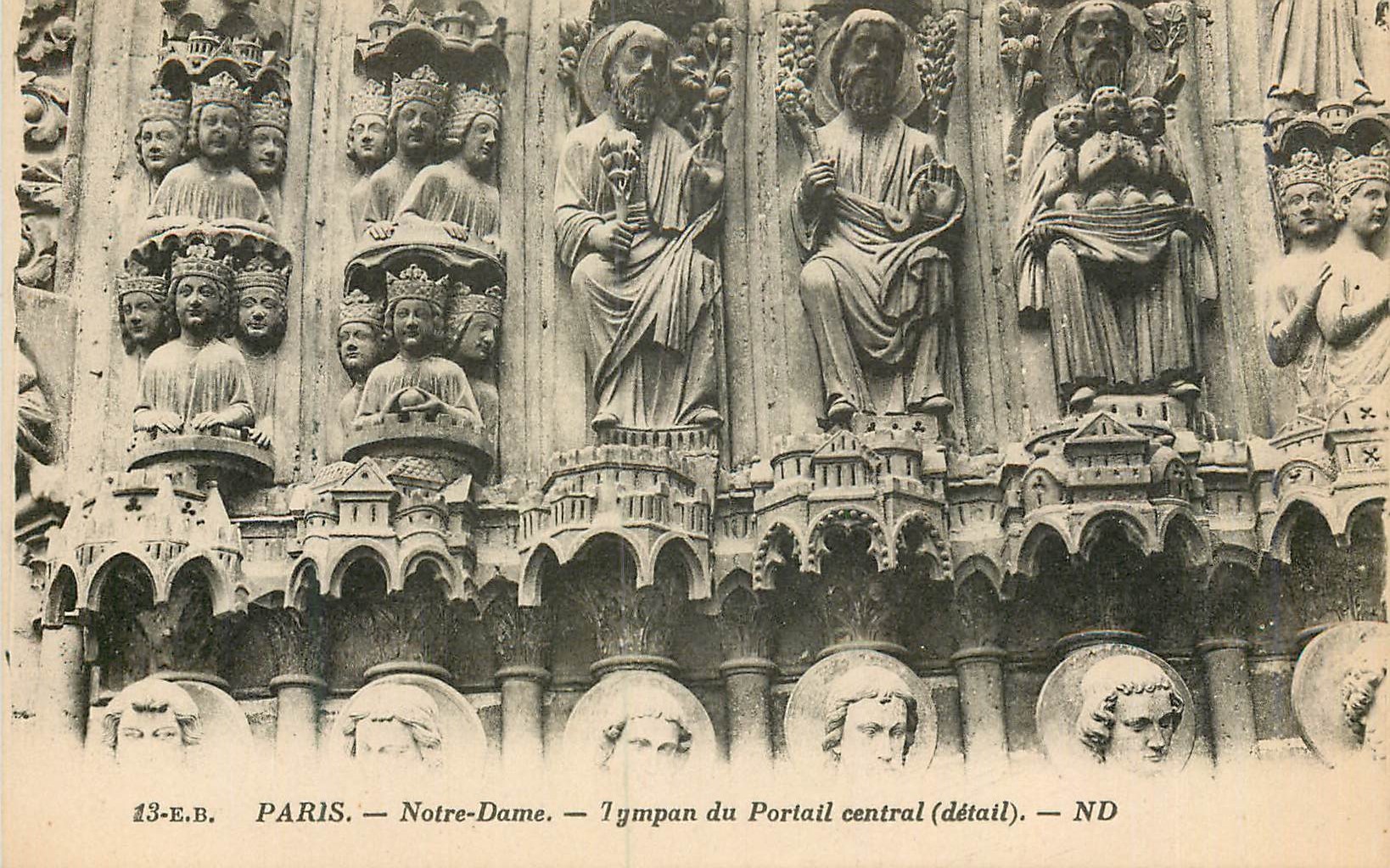 CPA Paris Notre Dame Tympan du Portail Central (Detail)