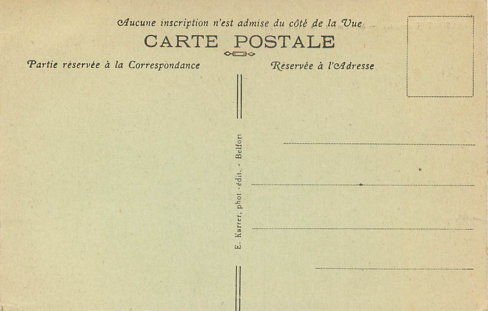 CPA Belfort (Territoire) Monument des Trois Sieges — Verso