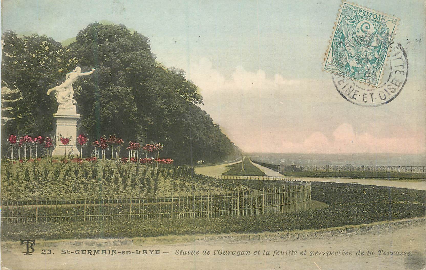 St-GERMAIN-en-LAYE — Statue de l'Ouрагan et la feuille et perspective de la Terrasse — Éditeur T. n°23