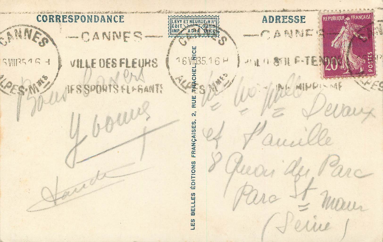 CPA Cannes La Croisette et le Mont Chevalier — Verso