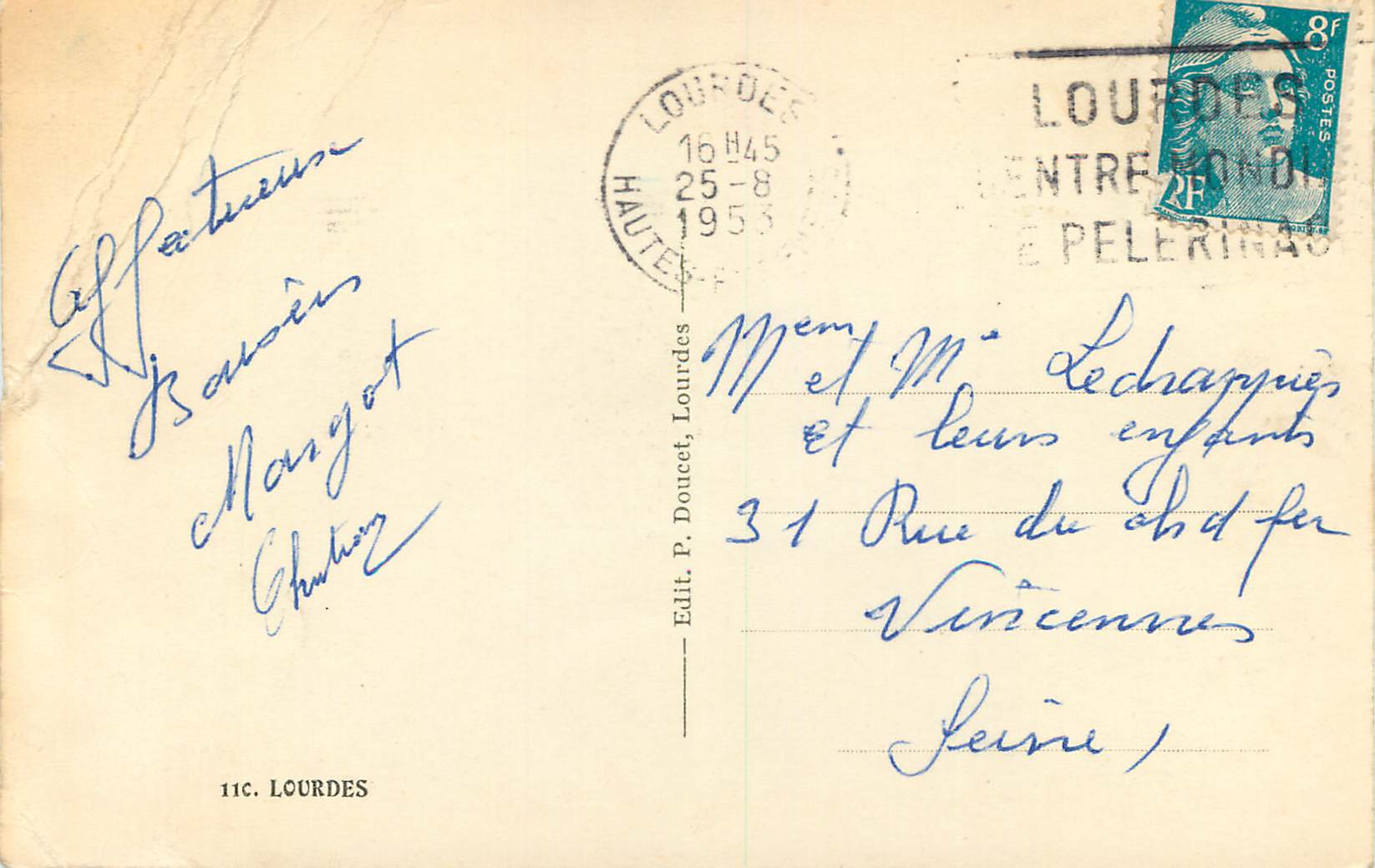 CPA Souvenir de Lourdes — Verso