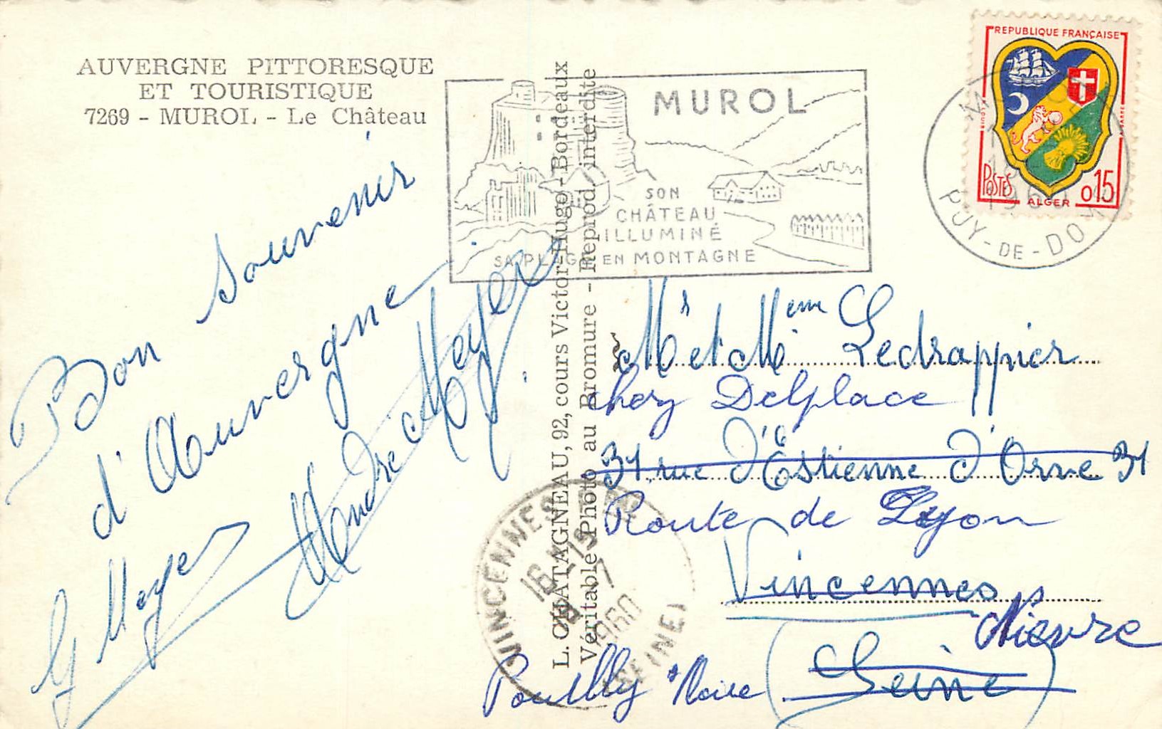CPM Auvergne Pittoresque et Touristique Muroi le Chateau — Rückseite