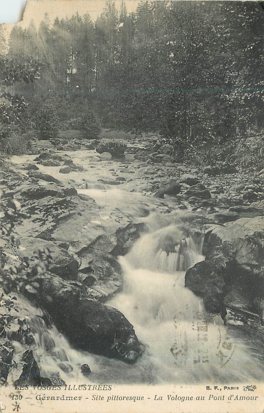 CPA Les Vosges Illustrees Gerardmes Site Pittoresque La Vologne au Pont d'Amour