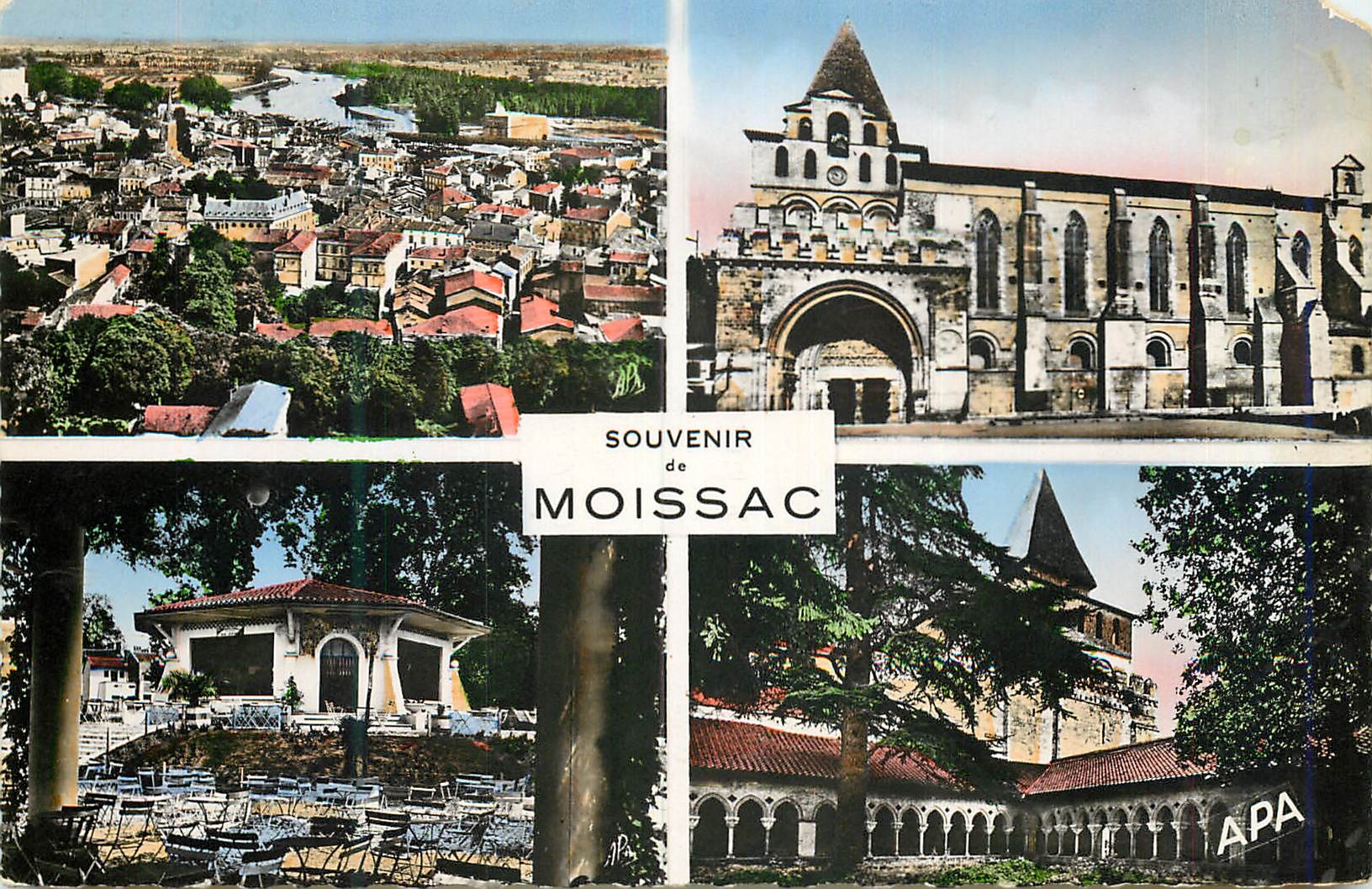Moissac — Vue générale de l'abbatiale, de l'uvarium et du cloître — Sté des Cartes Postales APA