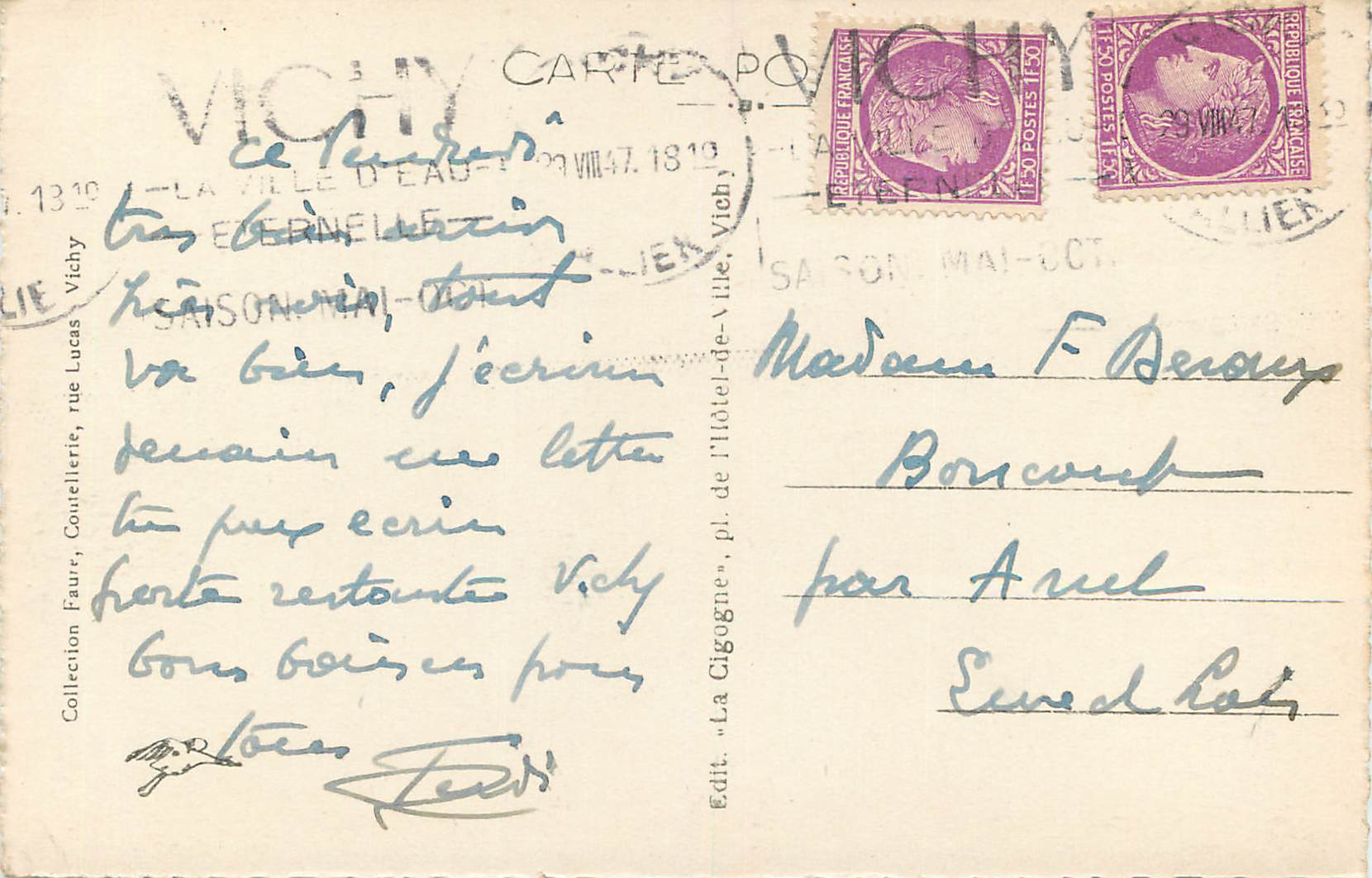 CPA Vichy (XVIe Siecle) La maison du bailliage — Verso