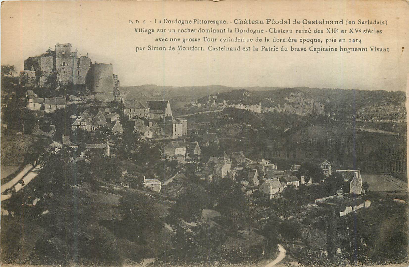 Castelnau-de-Gardonne — Château féodal ruiné sur rocher dominant la Dordogne — P.D.S. - la Dordogne Pittoresque