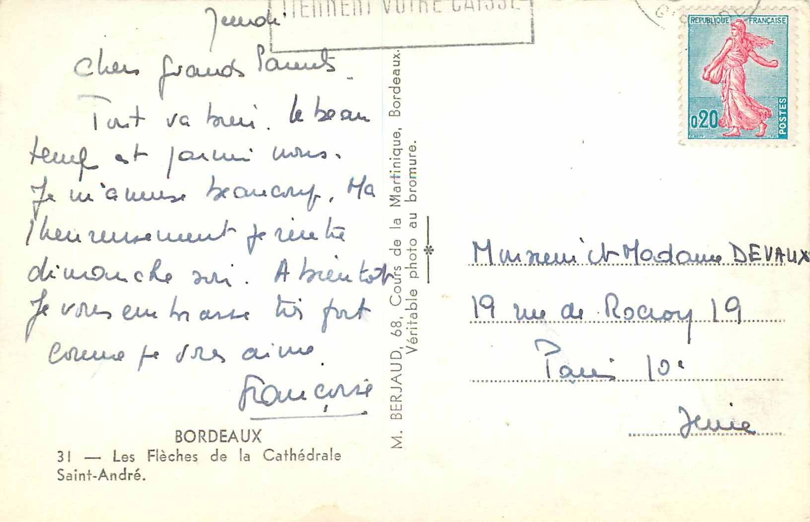 CPM Bordeaux Les Fleches de la Cathedrale Saint Andre — Verso