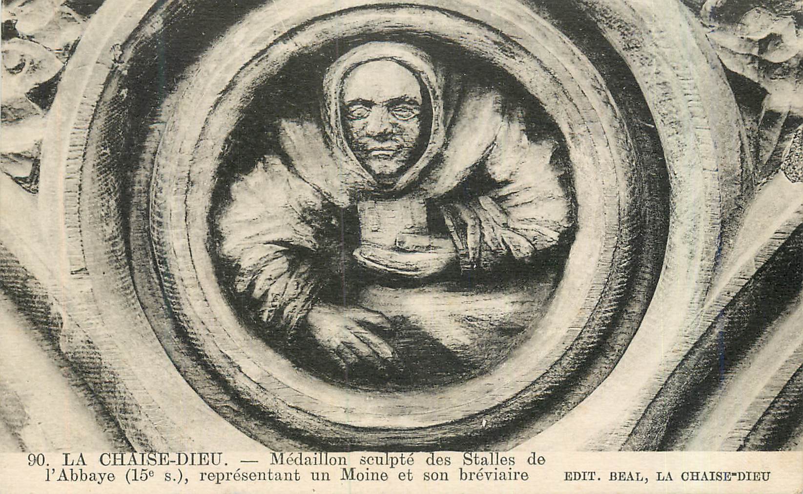 CPA La Chaise Dieu Medaillon Sculpte des Stalles de L'Abbaye (15e S)