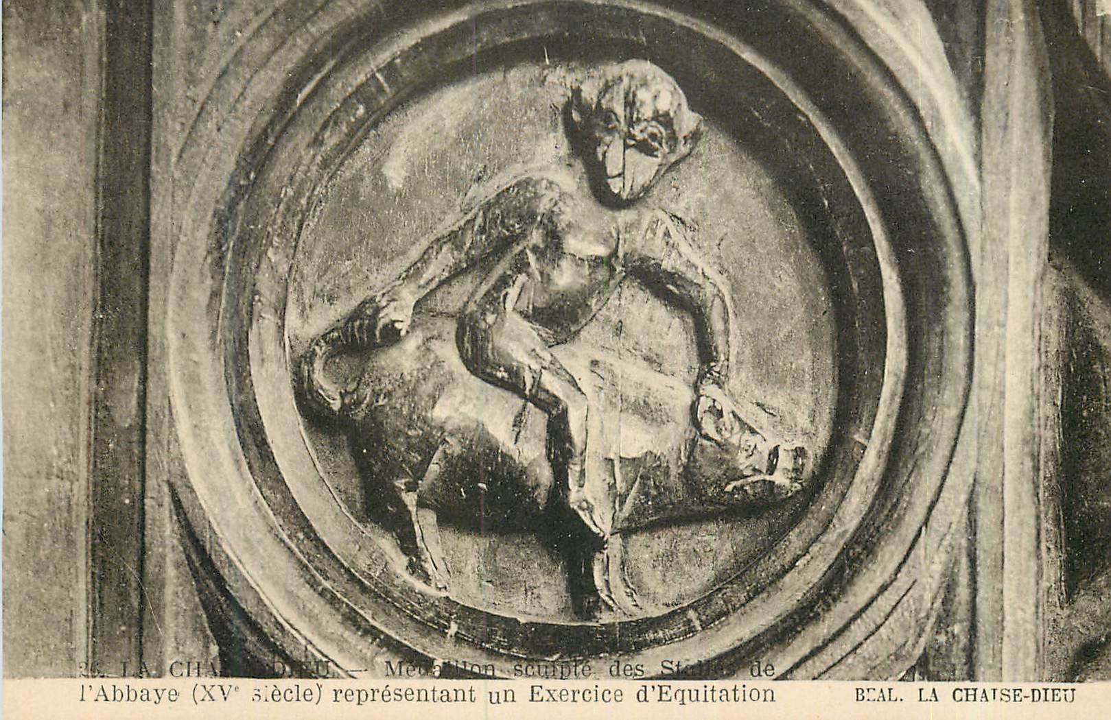 CPA La Chaise Dieu L'Abbaye (XVe Siecle) Representant un Exercice d'Equitation