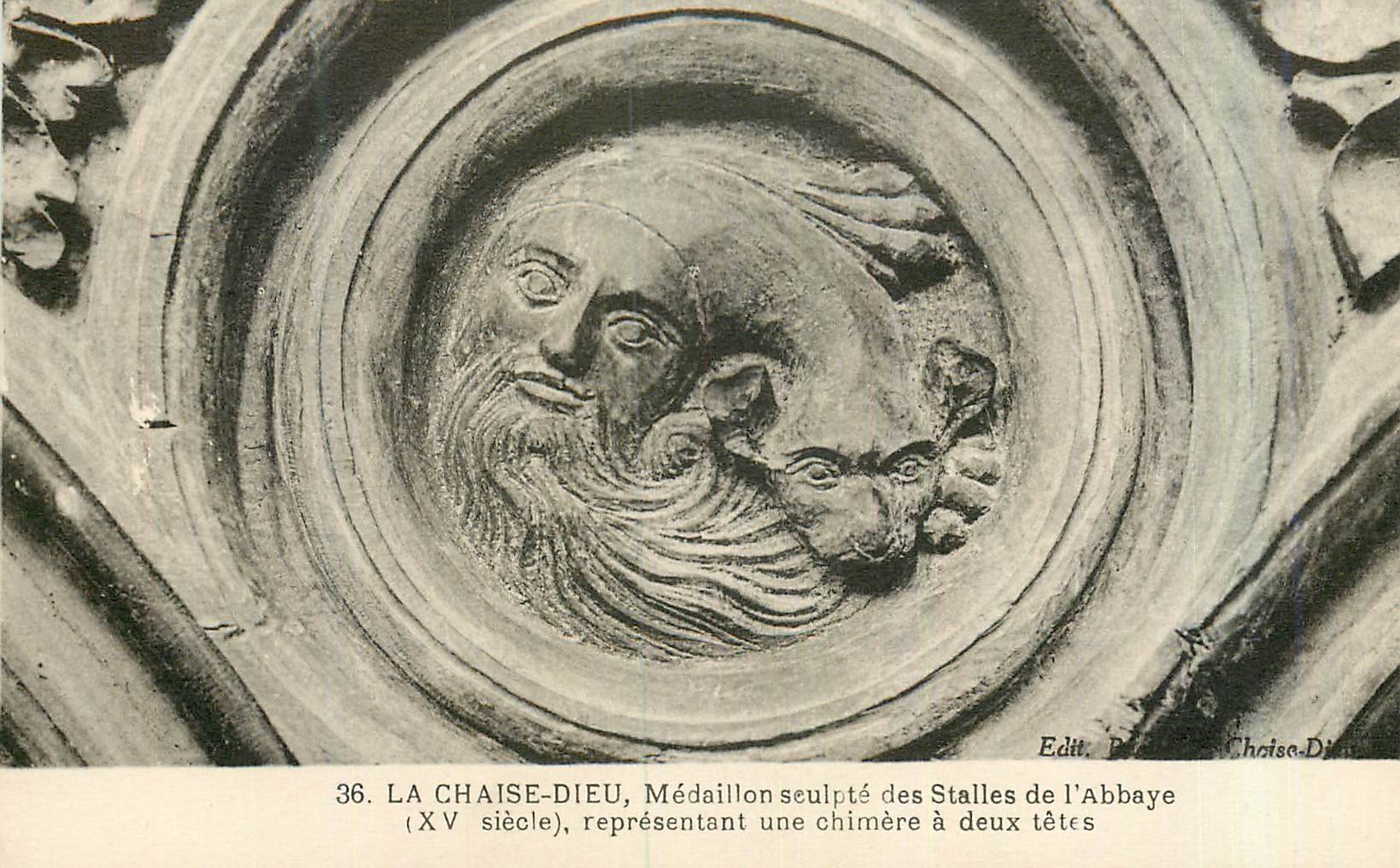 CPA La Chaise Dieu Medaillon Sculpte des Stalles de l'Abbaye (XVe Siecle)