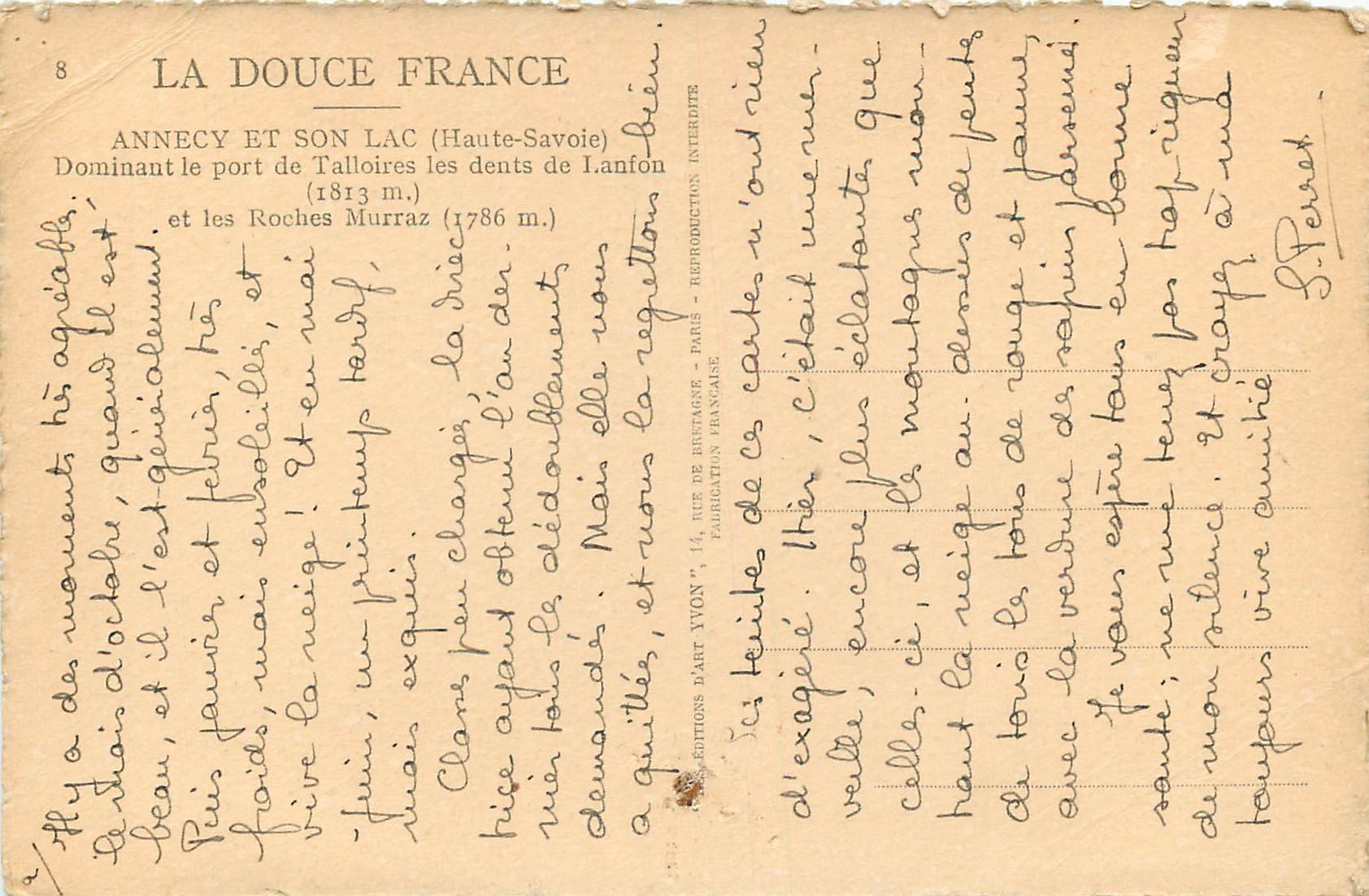 CPA La Douce de France Annecy et Son Lac (Haute Savoie)  Bateaux — Rückseite