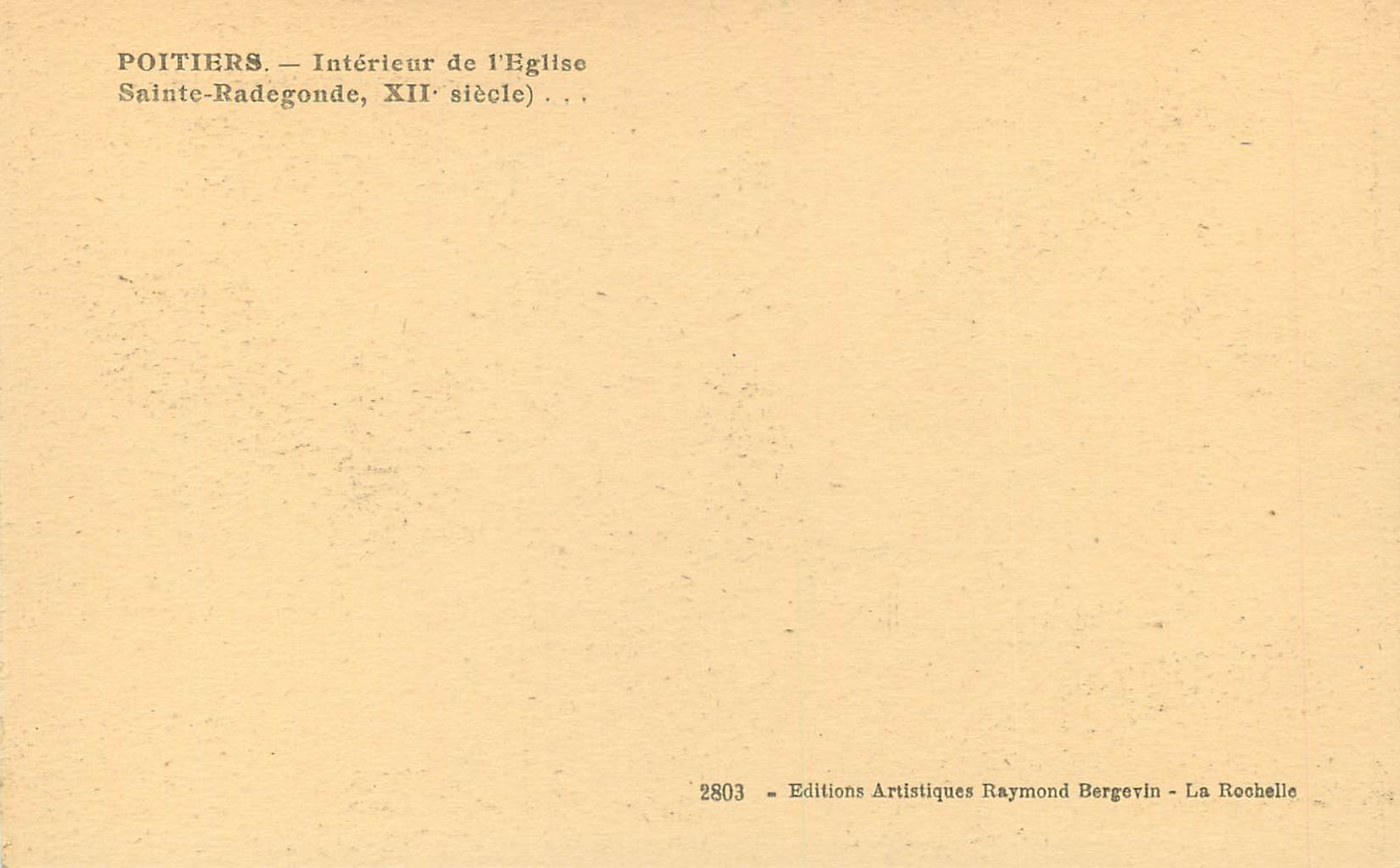 Poitiers — Intérieur de l'église Sainte-Radegonde, XIIe siècle — Raguntyche — Reverso