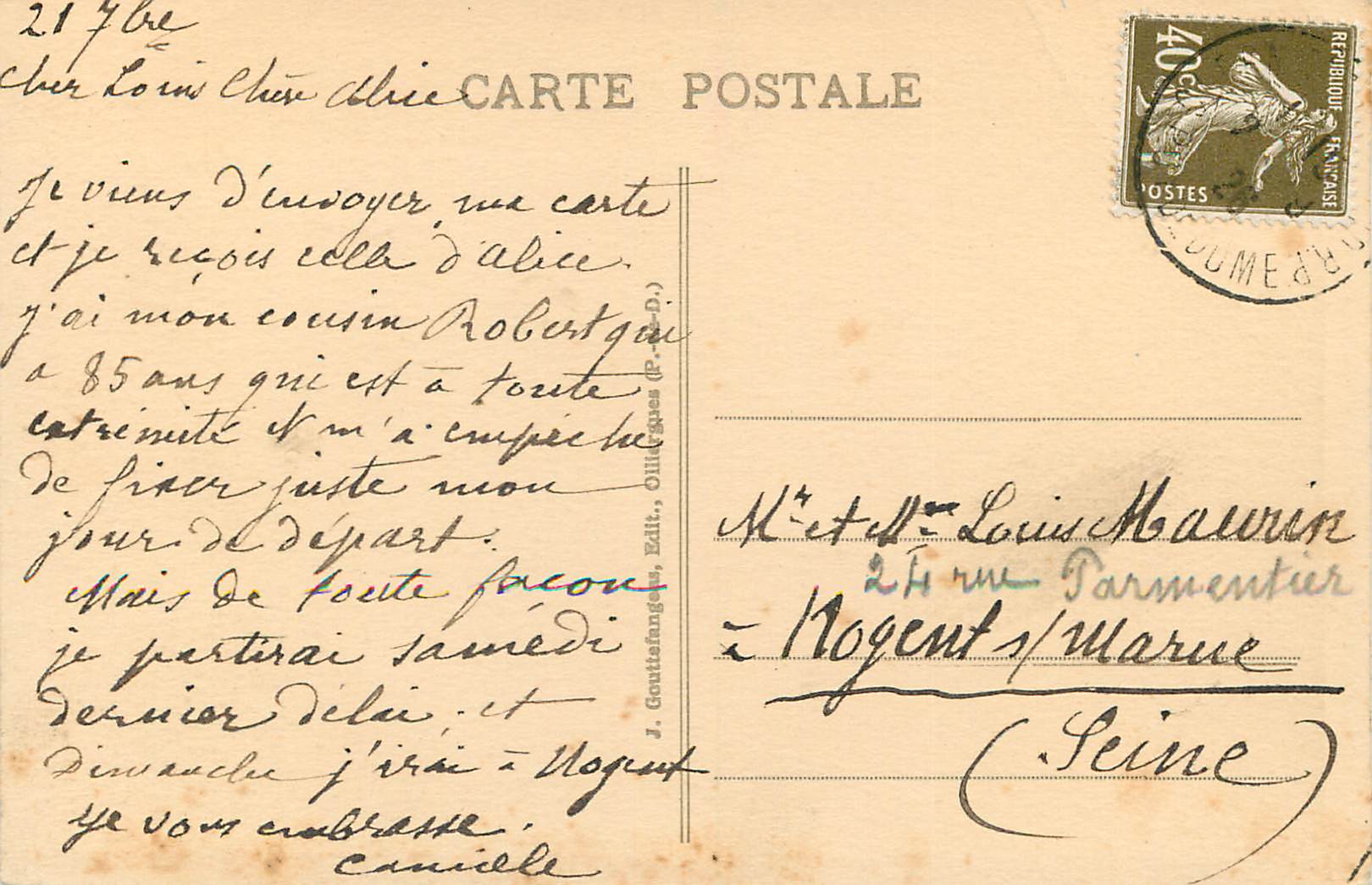 CPA L'Auvergne Poetique Le Mont Dore Vallee du Sancy et le Capucin — Rückseite
