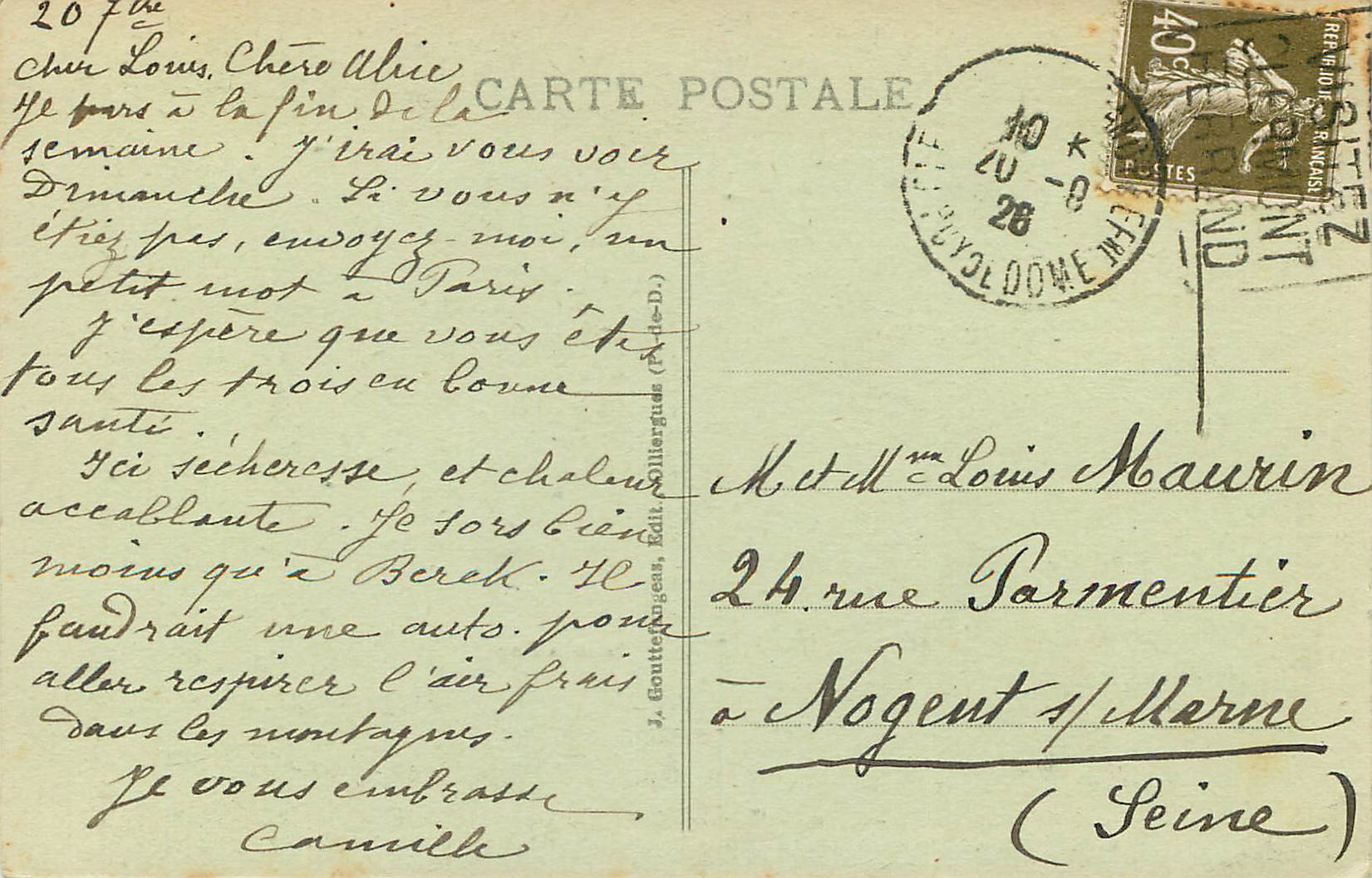 CPA Sommet du Puy de Dome Crateres et Domes Nord Sous la Neige Vus de l'Observatoire — Verso