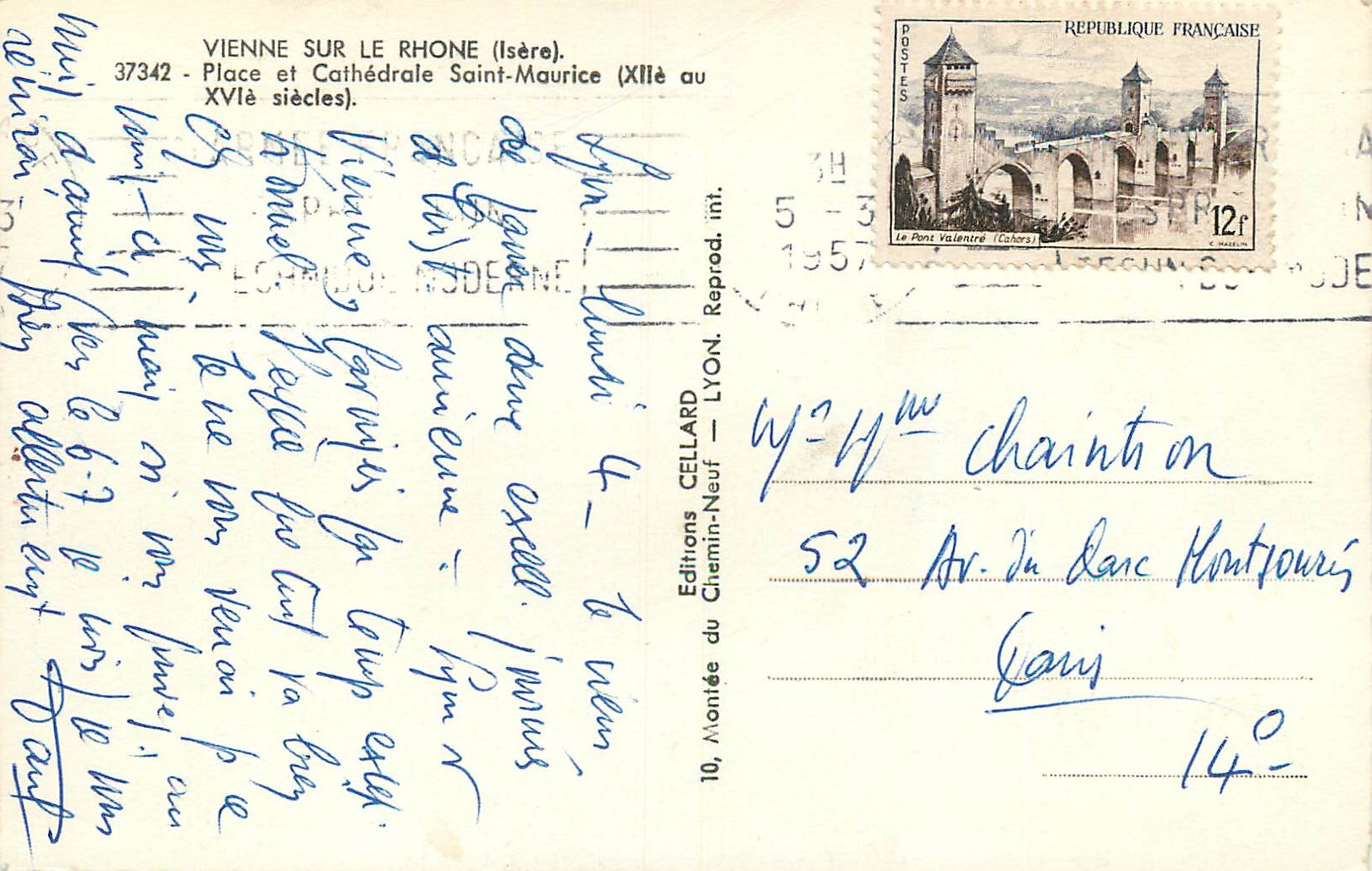 CPM Vienne sur le Rhone (Isere) Place et Cathedrale Saint Maurice (XIIe au XVI e siecles)  — Back