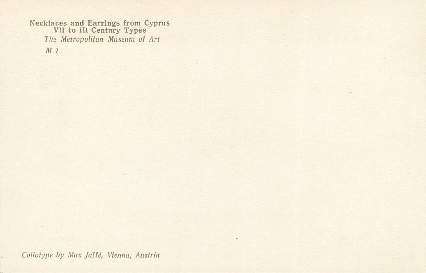 Colloïtype de bijoux cypréens — VIIe au IIIe siècle — Max Jaffé, Vienne, Autriche — Verso