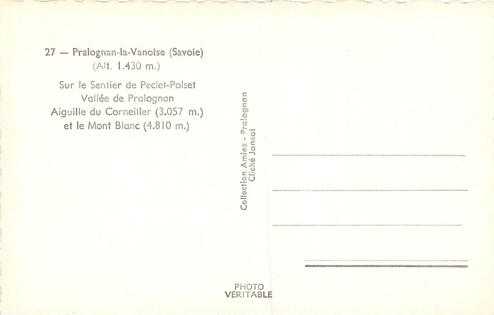 CPM Pralognan la Vanoise (Savoie) — Rückseite