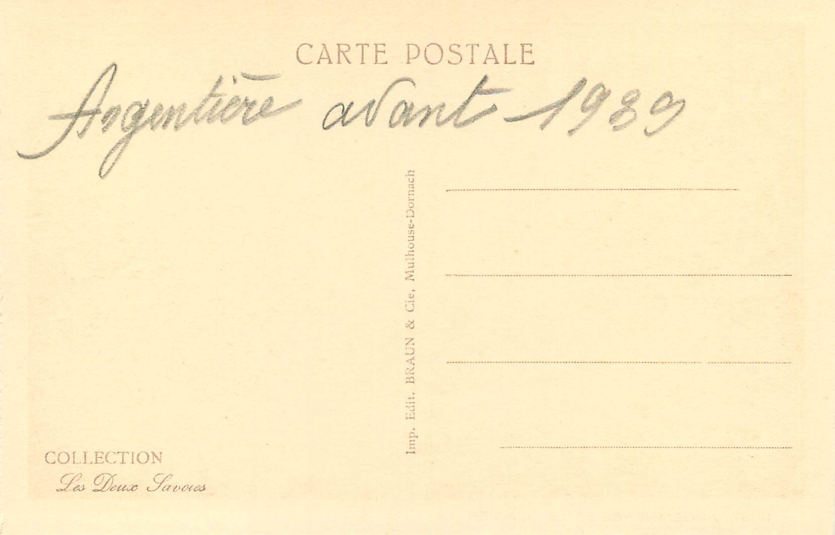 CPA Argentieres et le Glacier — Rückseite