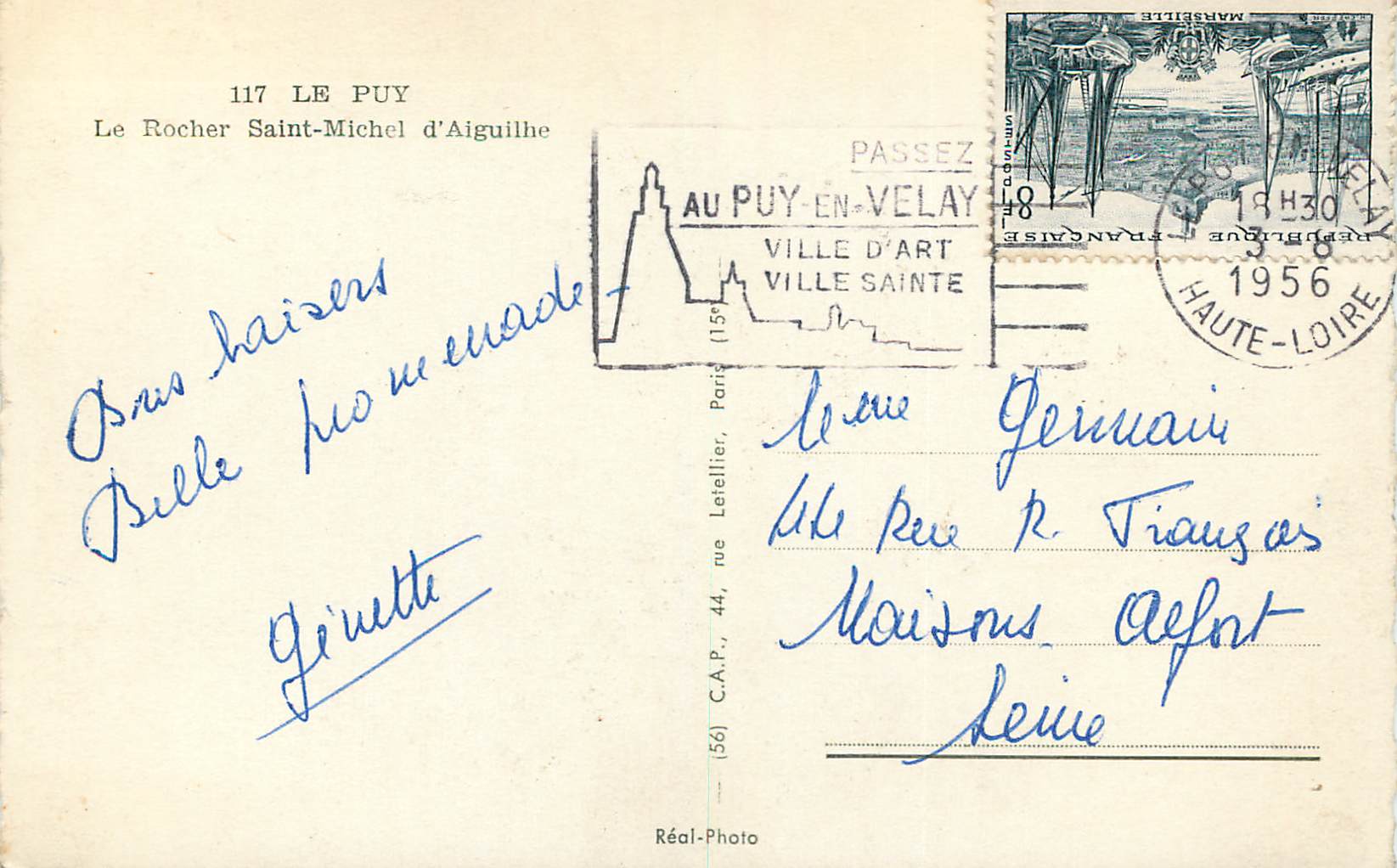 Le Rocher Saint-Michel d'Aiguilhe — Puy-en-Velay — C.A.P. (156) — Back