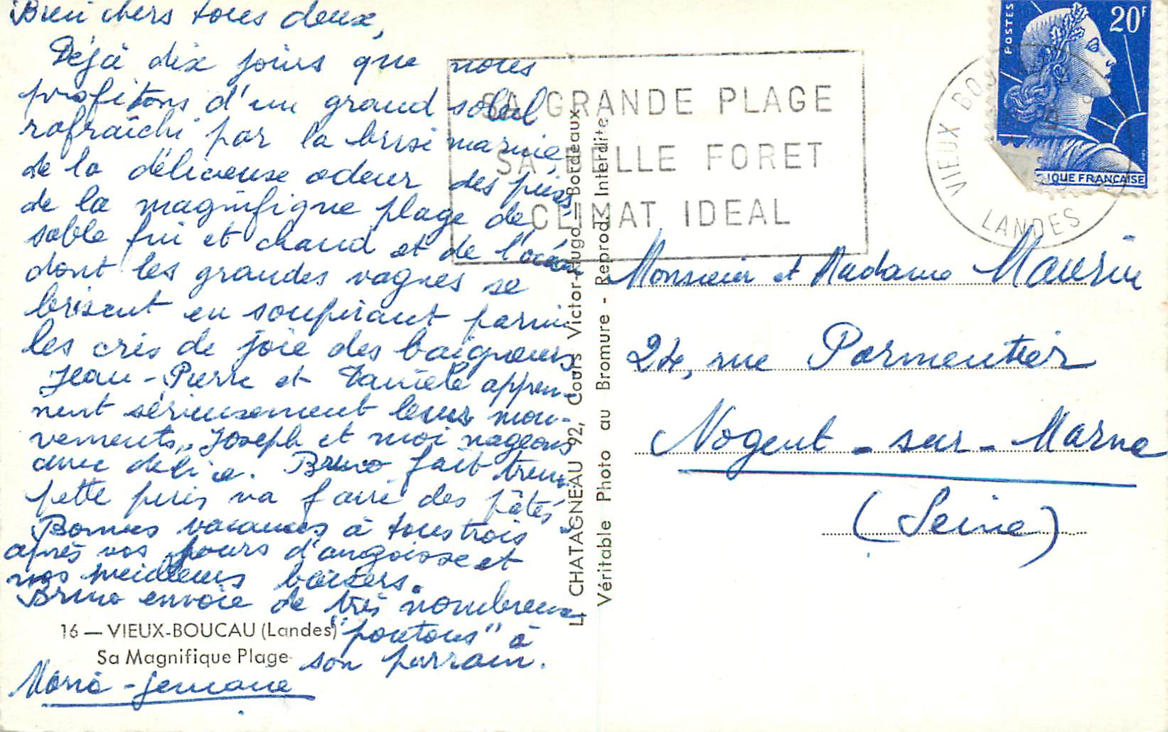CPM Vieux Boucau (Landes) sa Magnifique Plage — Rückseite
