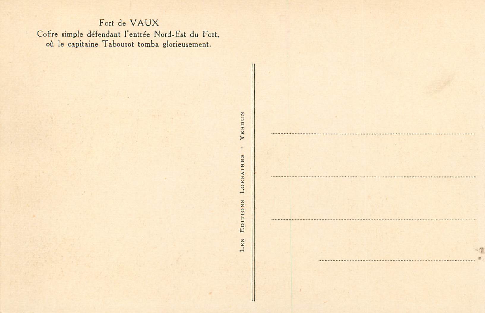 CPA Fort de Vaux Coffre simple Defendant l'Entree Nord Est du Fort Militaria — Rückseite