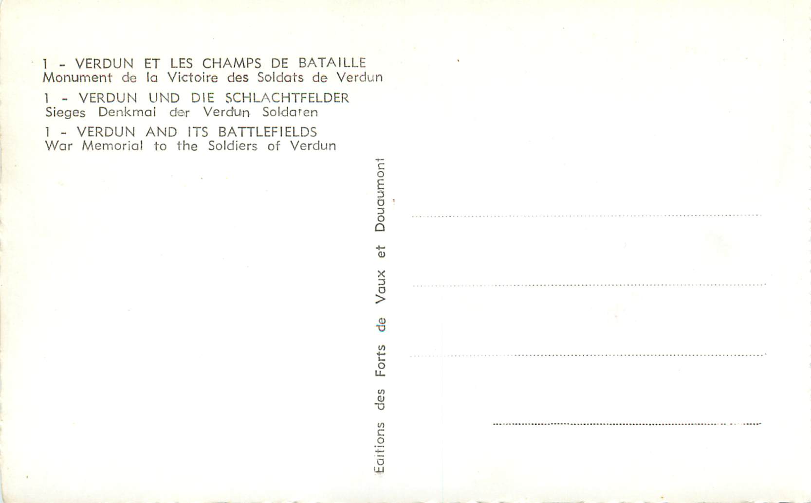 Verdun — Monument aux Soldats de Verdun — Éditions Douaumont — Verso
