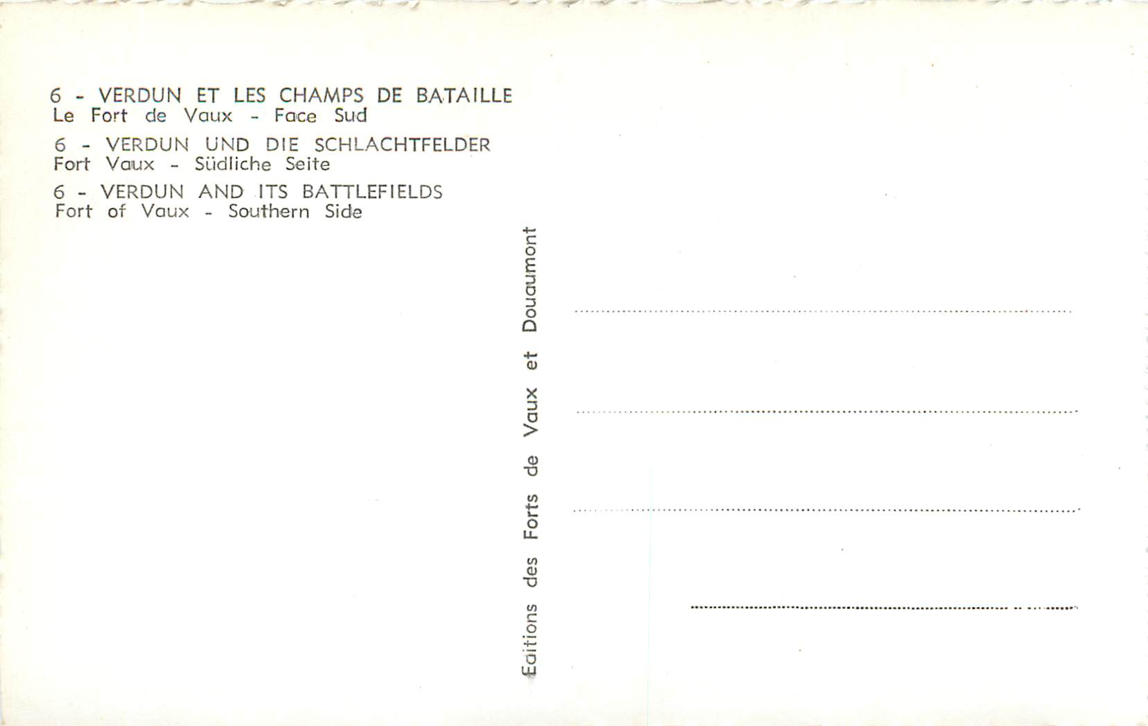 CPM Verdun et les Champs de Bataille le Fort de vaux Face Sud Militaria — Rückseite