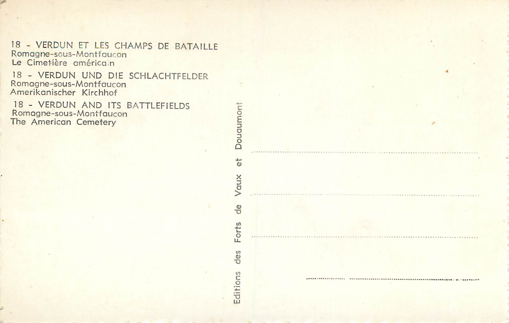 Cimetière américain de Romagne-sous-Montfaucon — Verdun et les champs de bataille — Éditions des Forts de Vaux — Rückseite