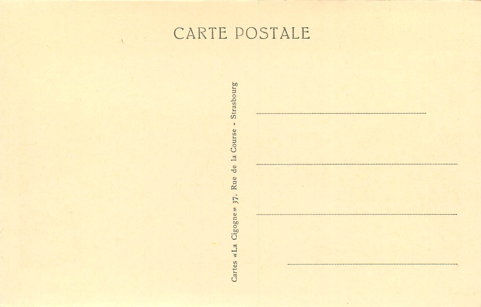CPA Strasbourg Place de la Republique et Palais du Rhin (Ancien Palais Imperial) — Verso