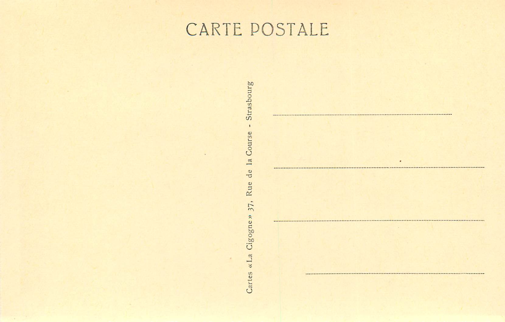 CPA Strasbourg Porte de l'Hopital la Rue d'Or et la Cathedrale — Verso