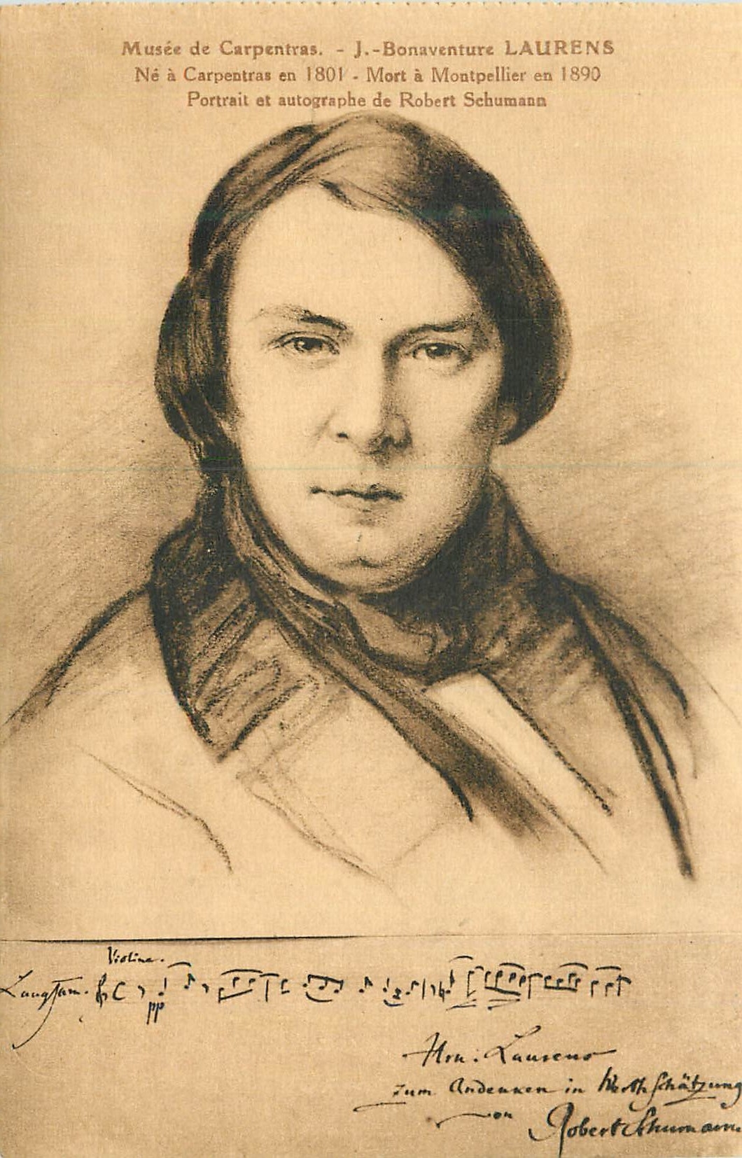 CPA Musee de carpentras J Bonaventure Laurens (1801 1890) Portrait et Autographe de Robert Schumann