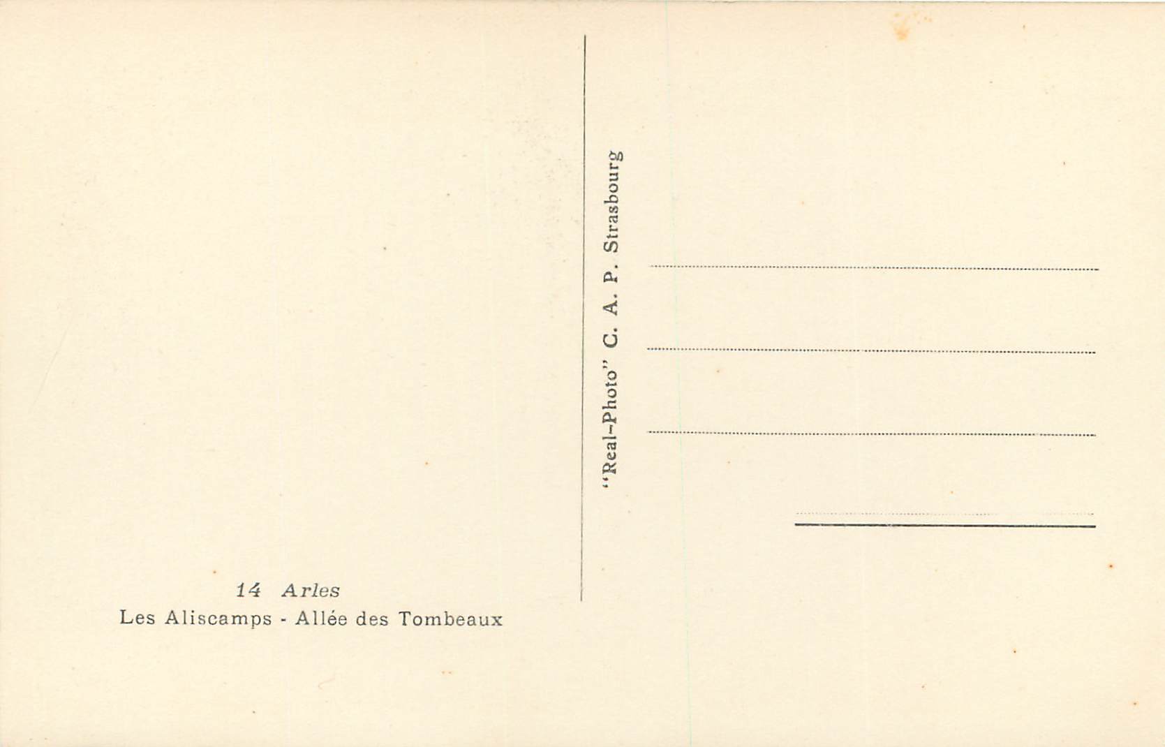 CPM Arles Les Aliscamps Allee des Tombeaux — Rückseite