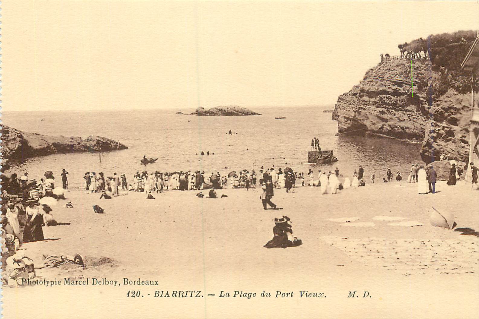 Biarritz — La Plage du Port Vieux — Phototypie Marcel Delboy, Bordeaux, n° 120