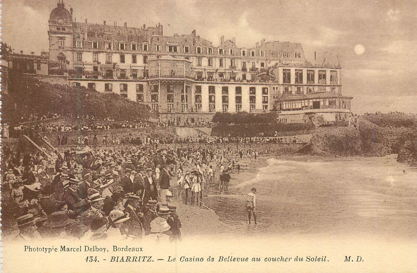 Biarritz — Le Casino de Bellevue au coucher du Soleil — Phototypie Marcel Delboy, Bordeaux, n° 1534